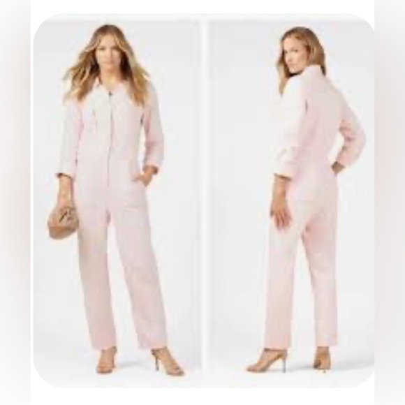 pistola Denim - Pistola Pink Long Sleeve Utility Jumpsuit Coveralls Overalls, XS